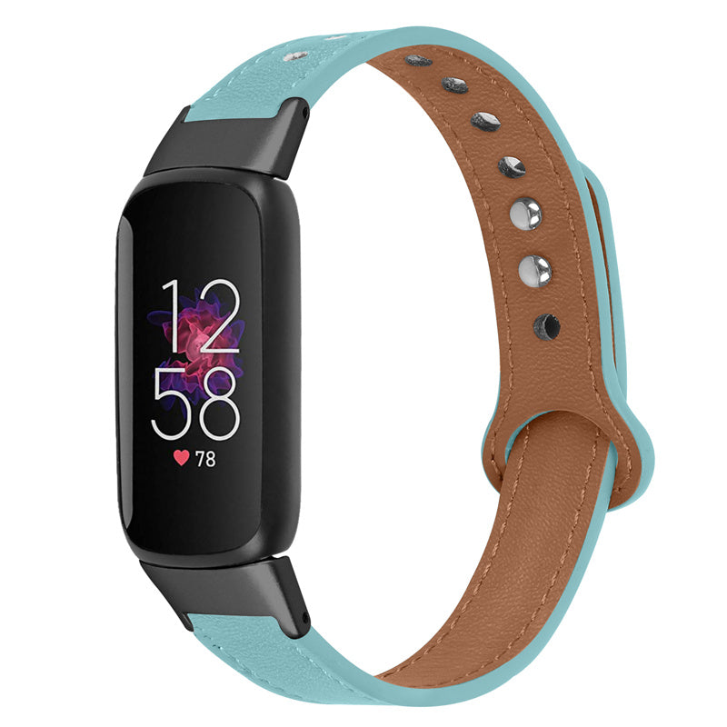 For Fitbit Luxe Soft Top Layer Cowhide Watch Strap Replacement Wrist Band with Double Rivet Black Connector For Fitbit Luxe Soft Top Layer Cowhide Watch Strap Replacement Wrist Band with Double Rivet Black Connector